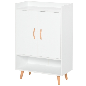 Meuble à chaussures scandinave placard 2 portes 4 étagères blanc