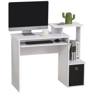 Bureau informatique étagères tablette clavier panier panneaux particules