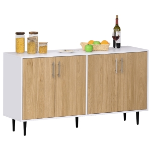 Buffet meuble de rangement 2 placards 2 portes avec étagères réglables blanc chêne clair