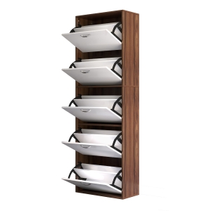 HOMCOM Meuble à Chaussures Étagère 30 Paires 5 Portes Abattante 60x28x189cm