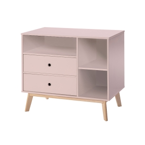 Commode 2 tiroirs 3 niches pour enfant MDF bois massif pin
