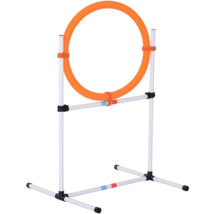 Pawhut Agility sport pour chiens anneau d'agilité et obstacle 2 en 1 avec sac de transport plastique blanc orange