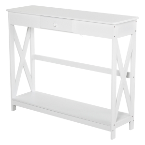 Console néo-rétro tiroir + étagère MDF blanc
