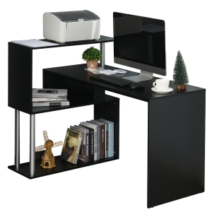 Bureau d'angle design contemporain bibliothèque intégrée en S