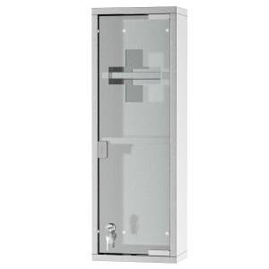 Armoire à pharmacie 2 étagères acier inox.