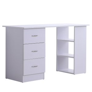 Bureau informatique 3 tiroirs 2 étagères aspect bois