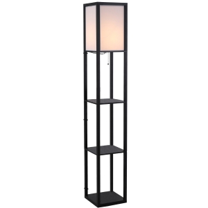 Homcom Lampadaire étagère lampe étagère 26L x 26l x 160H cm 3 étagères 4 niveaux MDF noir