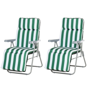 Outsunny Lot de 2 Chaises Longues de Jardin en Acier 63 x 23 x 92 cm
