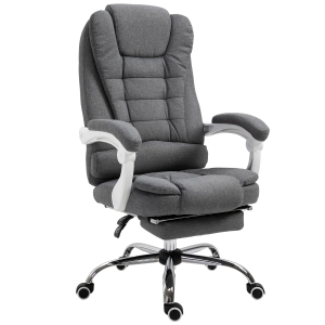Fauteuil de bureau manager grand confort repose-pied dossier inclinable accoudoirs rembourrés lin gris