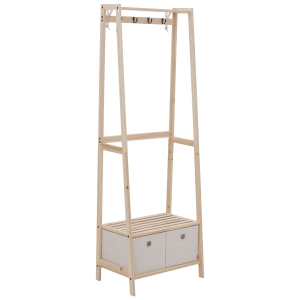 Vestiaire d'entrée bois sapin 4 patères 2 tiroirs 2 étagères