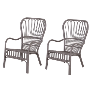 Lot de 2 fauteuils lounge de jardin style néo-rétro gris