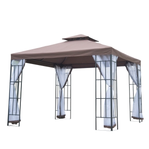 Outsunny Tonnelle Marron en Metal 3 x 3 m