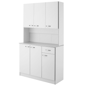 Armoire de cuisine contemporaine multi-rangements blanc gris
