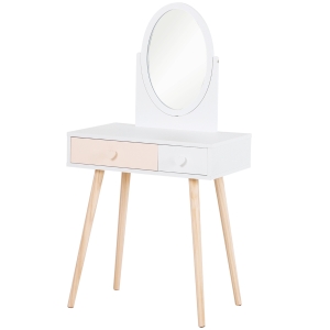 Coiffeuse enfant design scandinave pin et MDF blanc