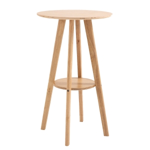 Table de bar ronde style naturel chic avec étagère eucalyptus