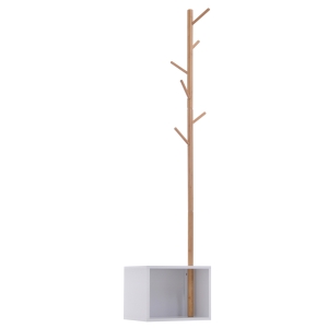 Homcom Porte-Manteaux en MDF et Bambou Blanc 40 x 30 x 180 cm