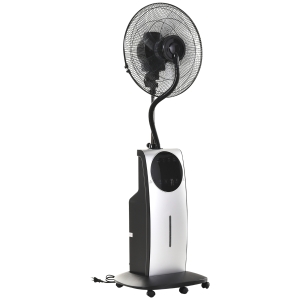 Ventilateur brumisateur sur roulettes 90 W programmable oscillant avec télécommande noir