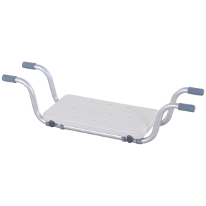 Siège de bain suspendu réglable dim. 71-81L x 22l x 18H cm alu. HDPE blanc