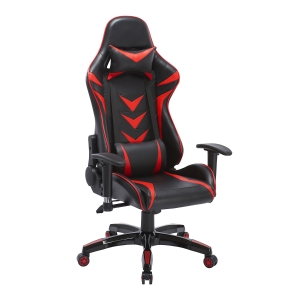 HOMCOM Fauteuil de Bureau Racing Pivotant en Similicuir Rouge et Noir