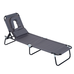 Bain de soleil inclinable pliable gris