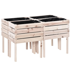Lot de 4 jardinières sur pied modulables bois sapin naturel