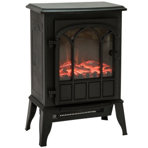 Homcom Cheminée Électrique Rétro 1000-2000 W Noir 42 x 28 x 54 cm