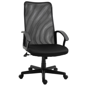 Fauteuil de bureau ergonomique pivotant hauteur réglable tissu maille noir