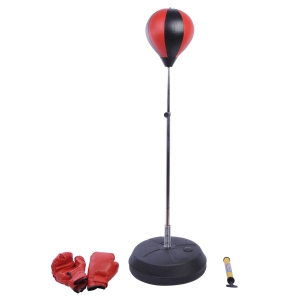 Homcom Punching Ball Réglable en Hauteur Rouge 67 x 47 x 56 cm
