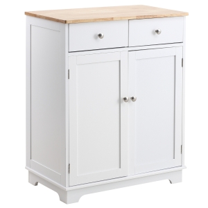 Buffet 2 portes 2 tiroirs coulissants blanc bois d'hévéa