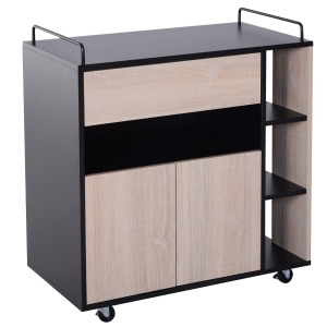 Homcom Chariot de Service Compartimenté sur Roues Noir 77 x 40 x 82 cm