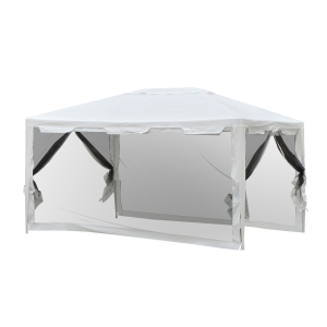 Outsunny Tonnelle Blanche 4 Parois Moustiquaires 4 x 3 x 2,45 m