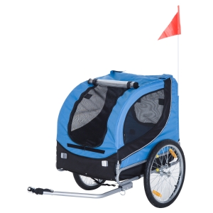 Homcom Remorque Vélo pour Chien 8 Reflecteurs Bleu 130L x 73l x 94H cm