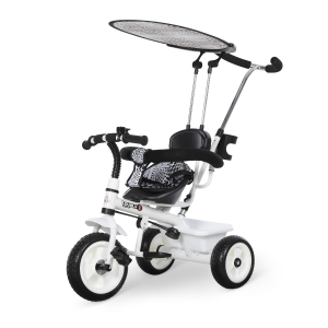 Homcom Tricycle Enfants Canne Amovible en Métal Blanc 110 x 41 x 67 cm