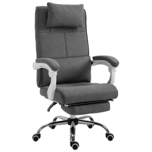 Fauteuil de bureau manager grand confort repose-pied tétière intégrés dossier inclinable lin