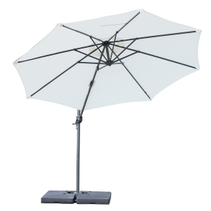 Outsunny Parasol déporté octogonal inclinable manivelle avec pied en acier Ø 2,94 x 2,48H m crème