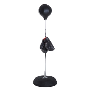 Punching ball sur pied réglable en hauteur 126-144 cm avec gants, pompe et base de lestage noir