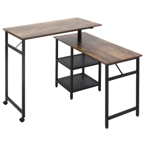 Bureau d'angle modulable design industriel aspect vieux bois métal noir