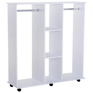 Homcom Armoire Mobile 6 Roulettes Blanc 120 x 40 x 128 cm
