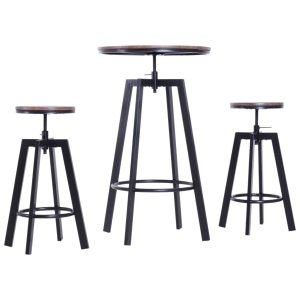 Homcom Ensemble Table de Bar + 2 Tabourets Marron 180 x 67 x 105 cm