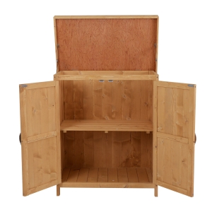 Armoire de jardin sur pied double porte étagère et toit bitumé relevable