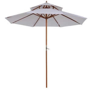 Outsunny Parasol de Jardin en Bois Blanc Ø3 m x 2,5 m