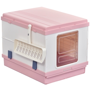 Maison de toilette pliable portable pour chat rose