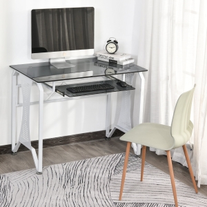 Table Informatique Bureau Ordinateur 100 x 54,5 x 75 cm Gris Blanc