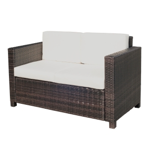 Outsunny Canapé de Jardin 2 Places en Résine Tressée 130 x 70 x 80 cm