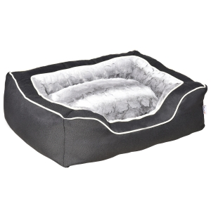 Panier chien chat coussin amovible lavable polyester noir gris