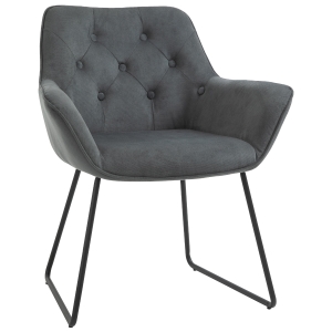Chaise design contemporain dossier capitonné velours piètement tubulaire métal noir