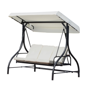 Outsunny Balancelle de Jardin en Métal Beige 185 x 125 x 173 cm
