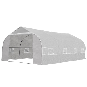 Serre tunnel de jardin dim. 6L x 3l x 2H m acier galvanisé bâche PE haute densité blanc