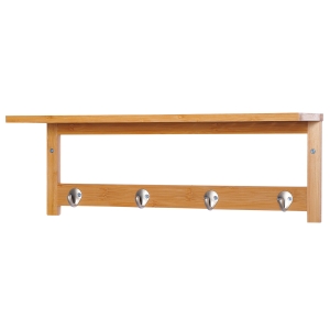 Homcom Porte-Manteau Mural 4 Patères en Bambou 50 x 17 x 20 cm