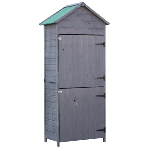 Outsunny Abri de Jardin en Bois Massif Gris 84 x 51 x 188 cm